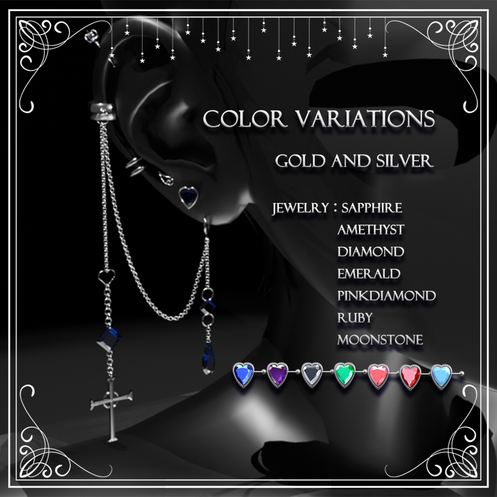 ✞🤍Azure Cross 🤍✞ Earrings × Ear Cuff