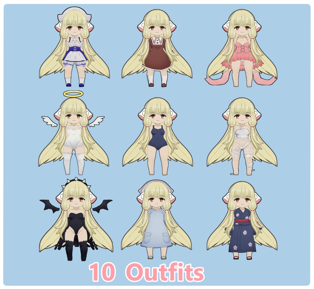 [VRChat] Chii - Chobits Chibi 3D Model - birdchii - 2/4