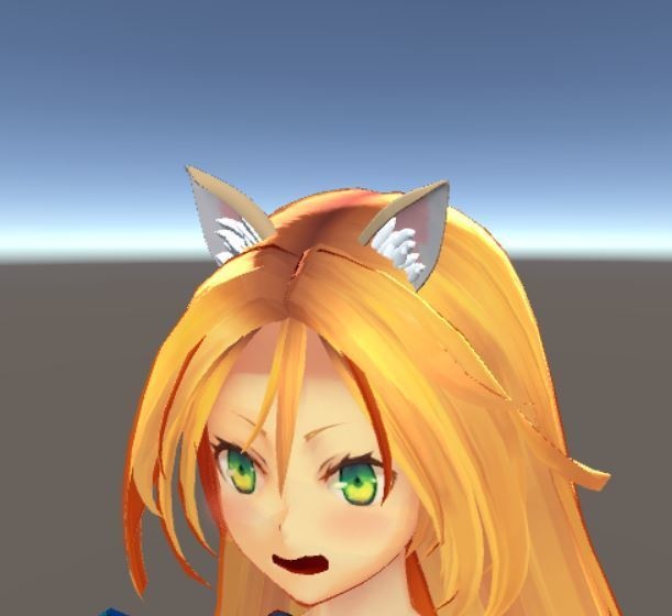 【VRchat想定】3Dモデル　猫耳　茶色