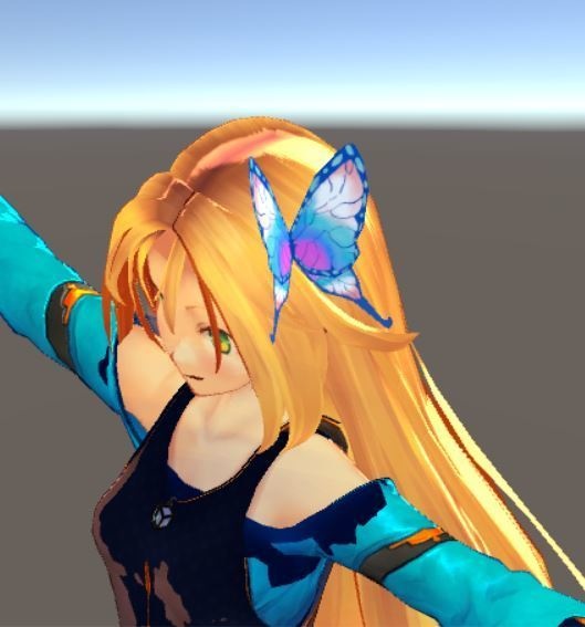 【VRchat想定】3Dモデル　髪飾り　蝶