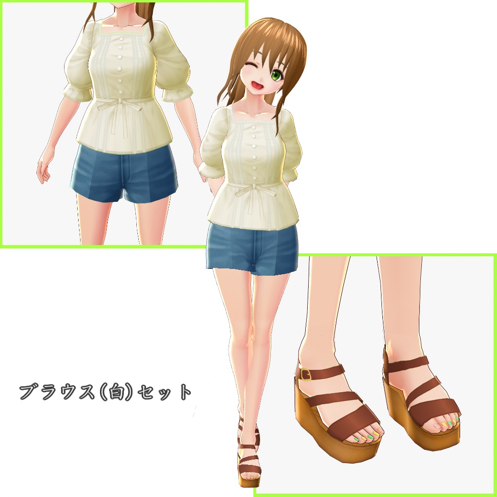 【VRoid用】ブラウスとショートパンツ【テクスチャ】