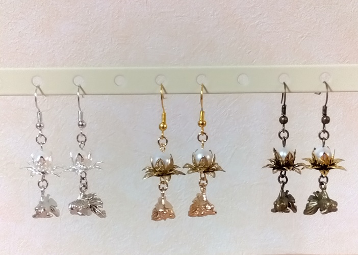 金魚と蓮のピアス/イヤリング