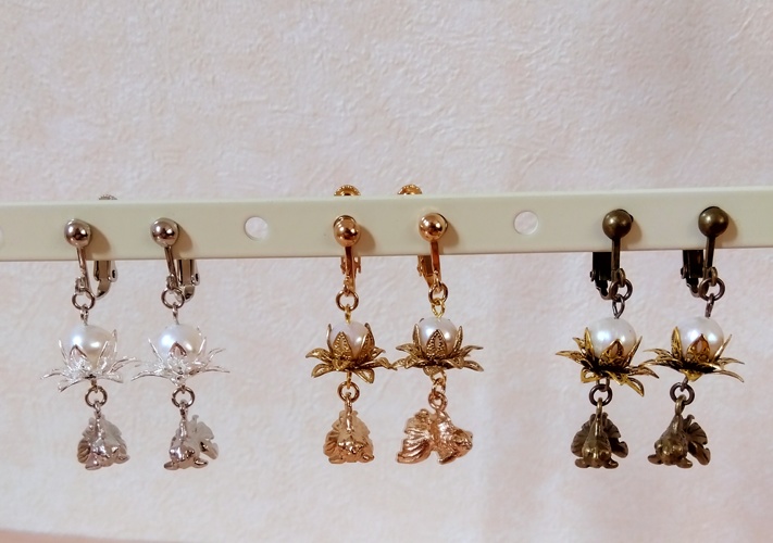 金魚と蓮のピアス/イヤリング