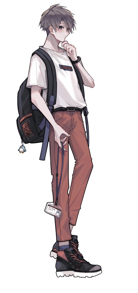 リュック背負った人間のフリー立ち絵