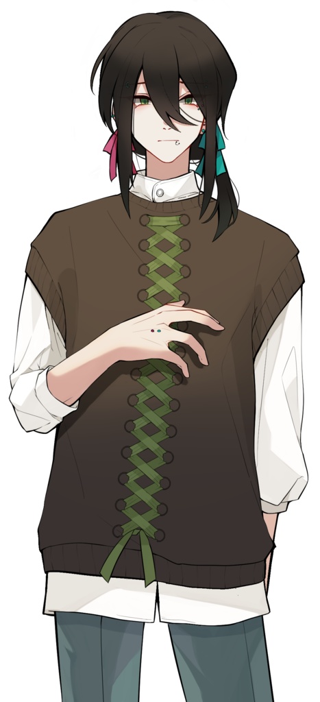 ピアスをいっぱいつけた人間のフリー立ち絵