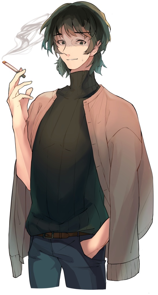 煙草を吸う男のフリー立ち絵