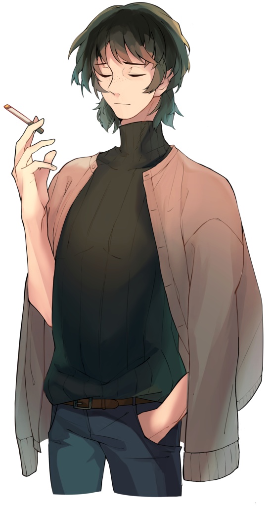 煙草を吸う男のフリー立ち絵