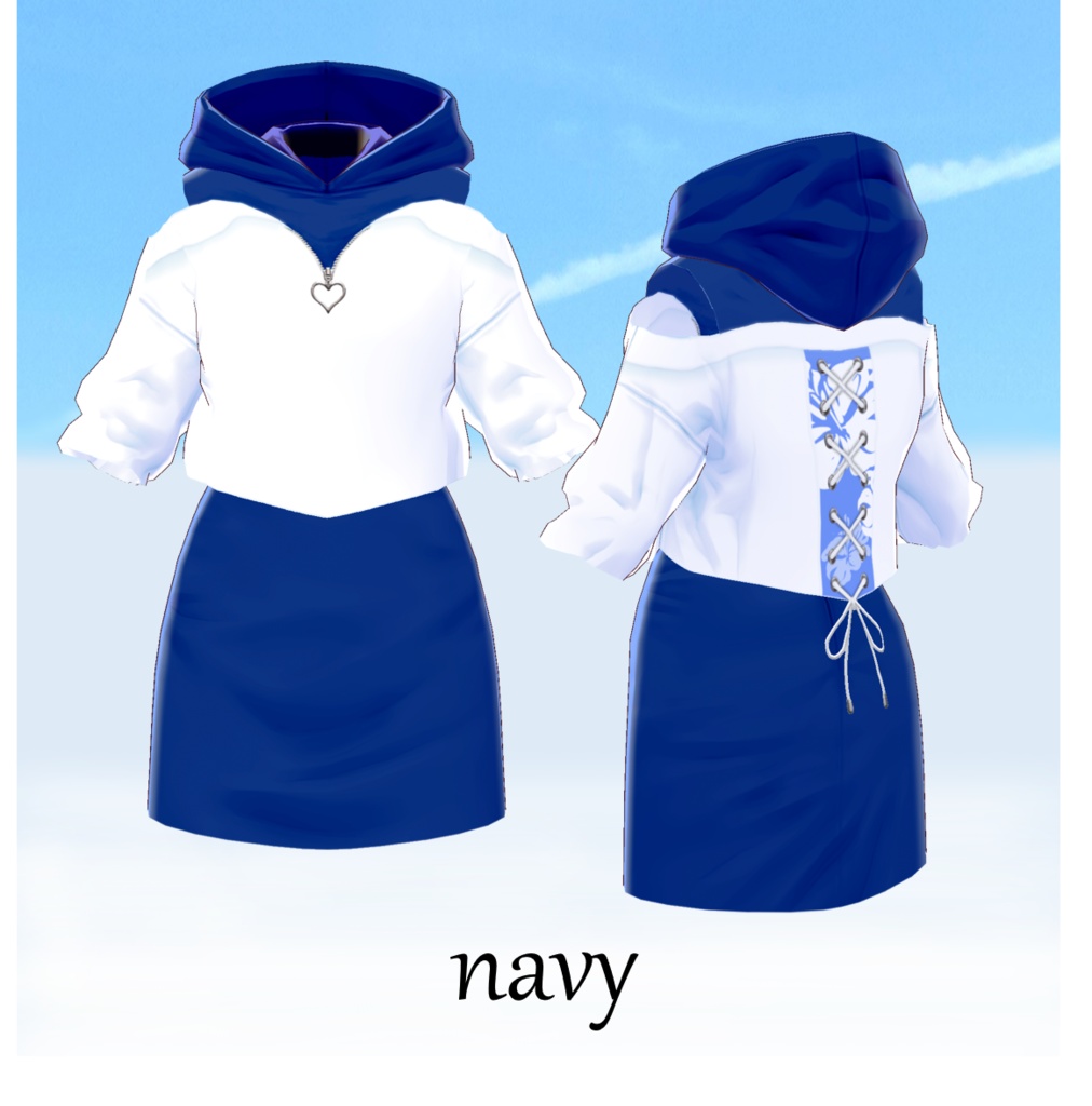 β版 (v0.14.0) VRoid用【フェイクレイヤードシャツ&スカート】9色セット