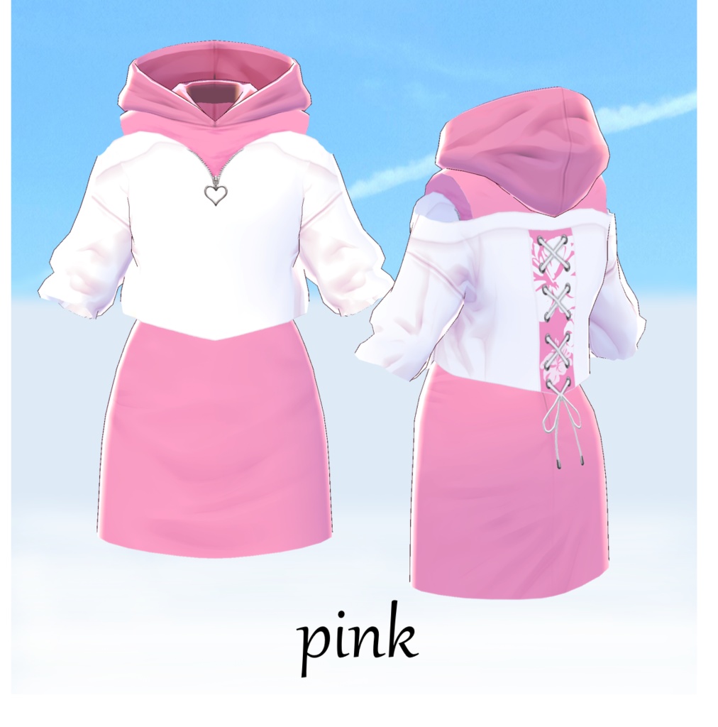 β版 (v0.14.0) VRoid用【フェイクレイヤードシャツ&スカート】9色セット