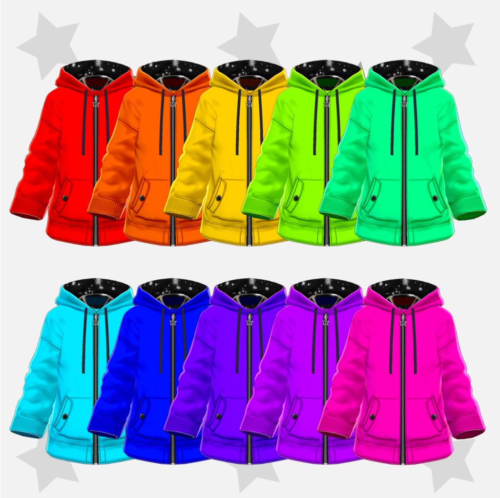 β版 (v0.14.0) VRoid用【STARパーカー】35色+1