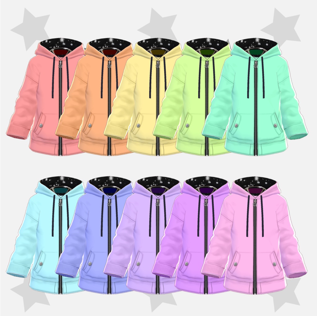 β版 (v0.14.0) VRoid用【STARパーカー】35色+1