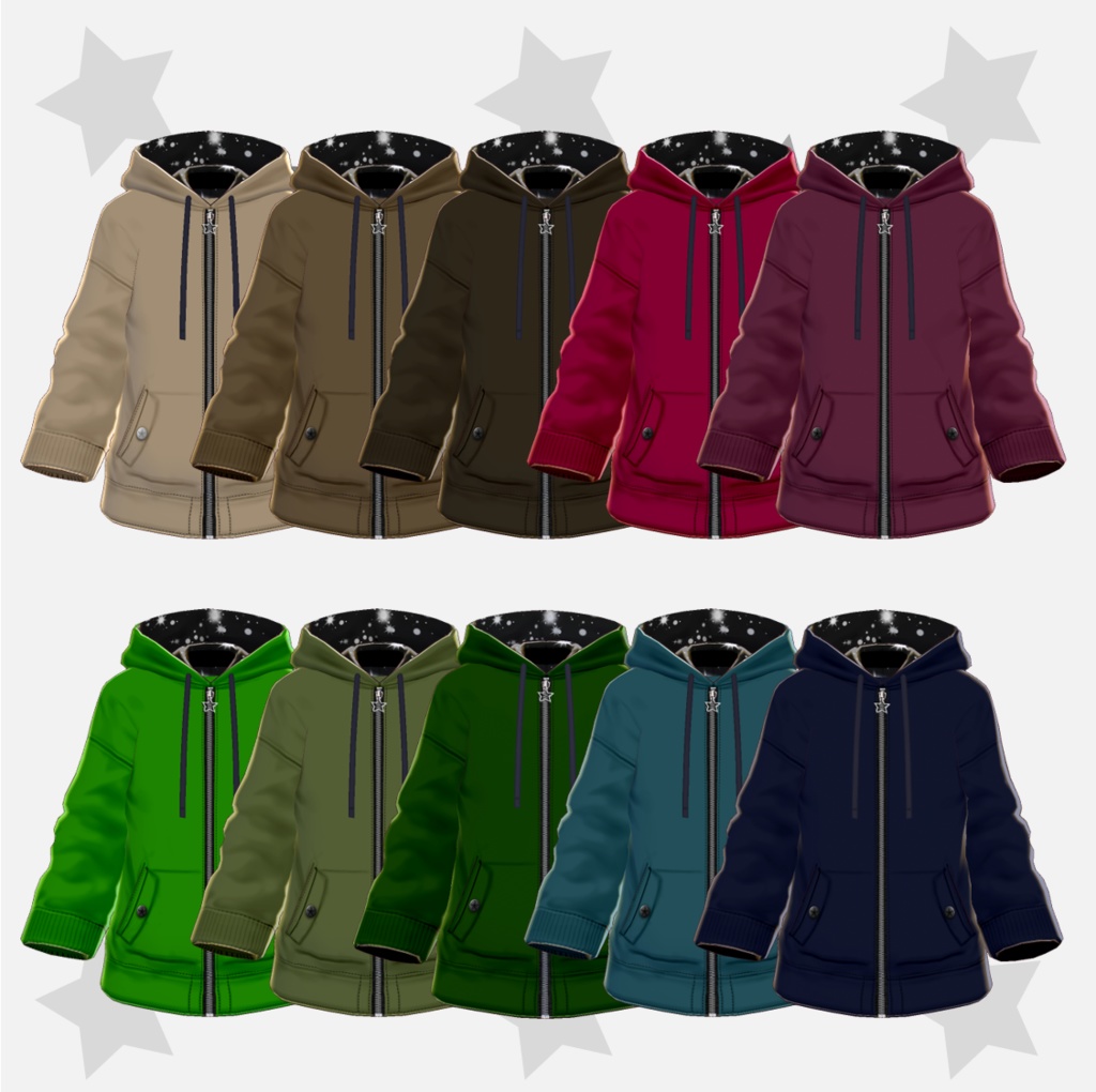 β版 (v0.14.0) VRoid用【STARパーカー】35色+1