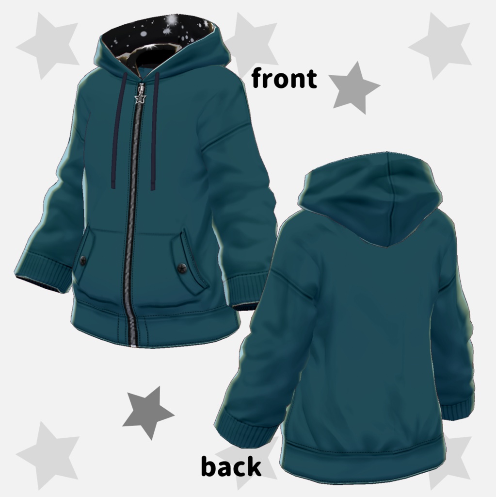 β版 (v0.14.0) VRoid用【STARパーカー】35色+1