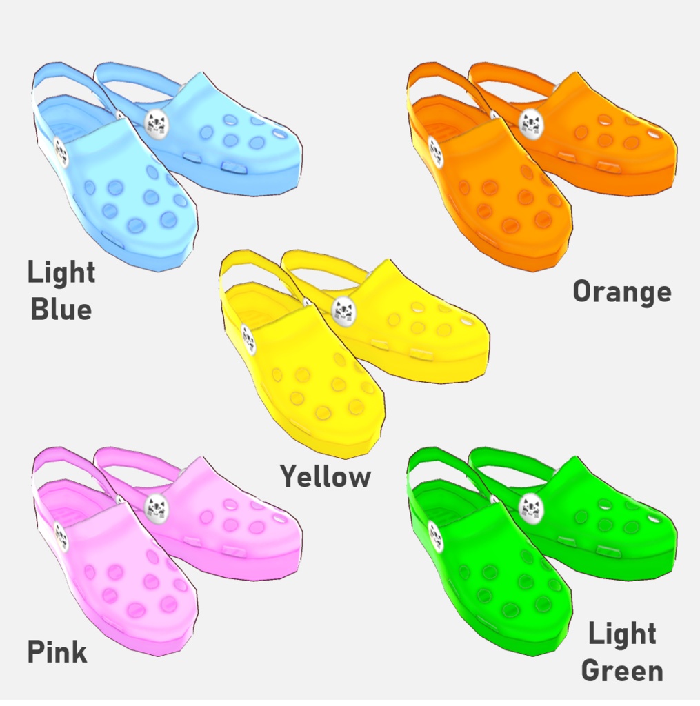 無料あり β版 (v0.14.0) VRoid用【猫面飾屋のクロッグサンダル】10色セット無料