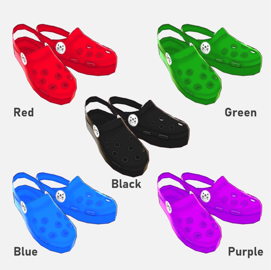 無料あり β版 (v0.14.0) VRoid用【猫面飾屋のクロッグサンダル】10色セット無料