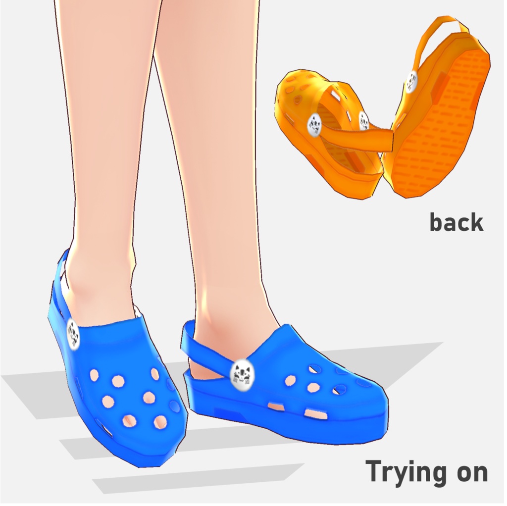 無料あり β版 (v0.14.0) VRoid用【猫面飾屋のクロッグサンダル】10色セット無料