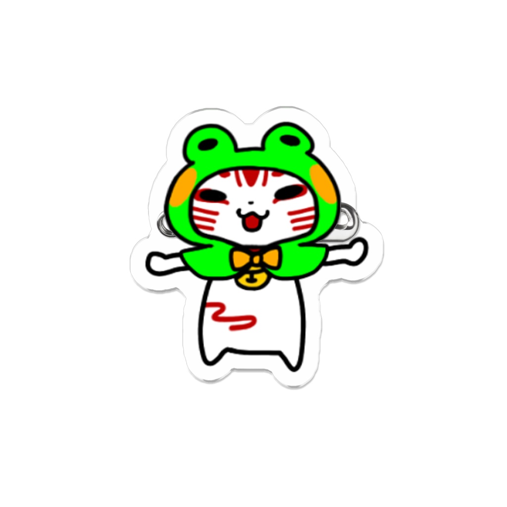 タマ吉「カエルさんかぶっちゃった」アクリルバッチ