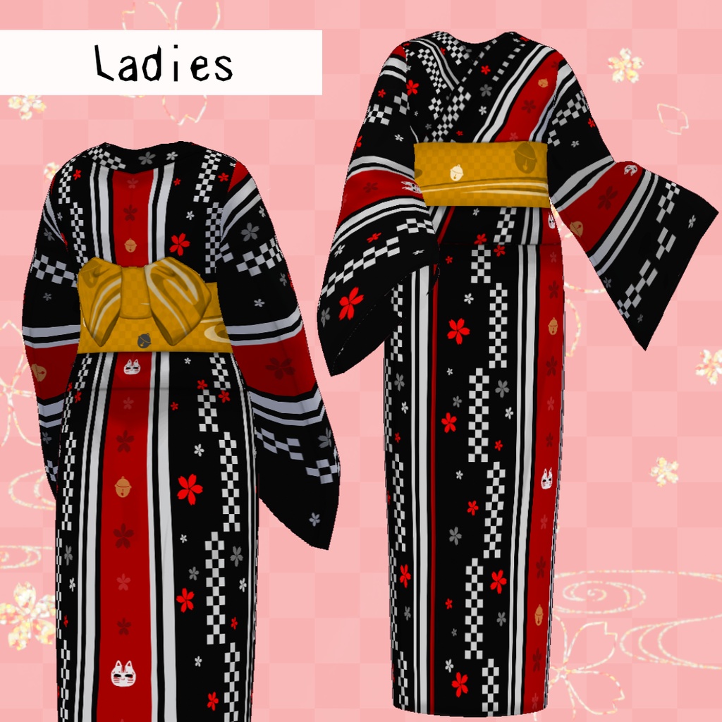 無料あり β版 (v0.14.0) VRoid用【和風なネコちゃんのお洒落な浴衣】