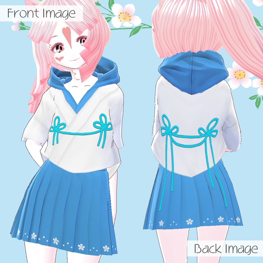 β版 (v0.14.0) VRoid用【KIMONOパーカー & スカート & ソックス  セット】