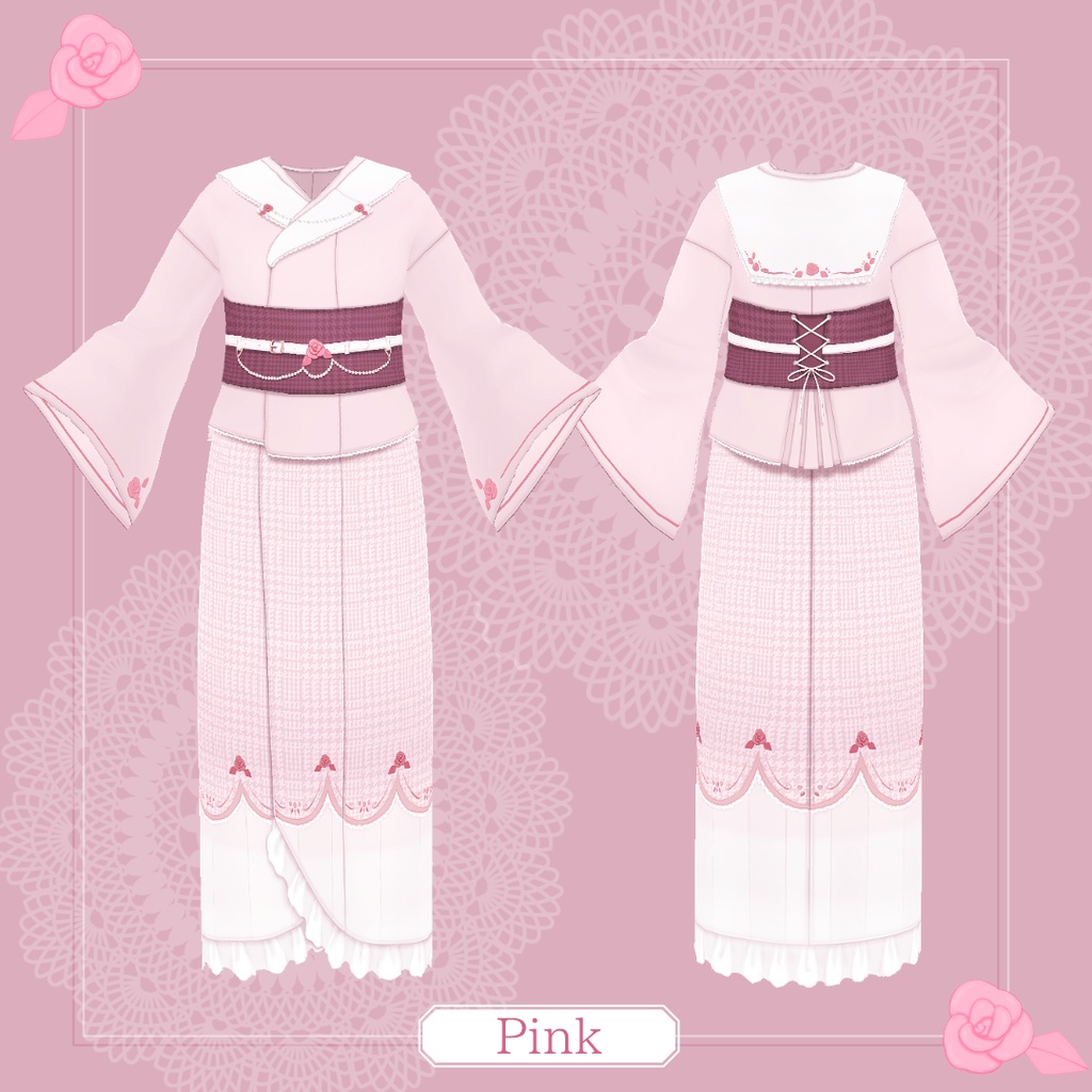 きものどれす「薔薇」- japanesque design KIMONO dress -