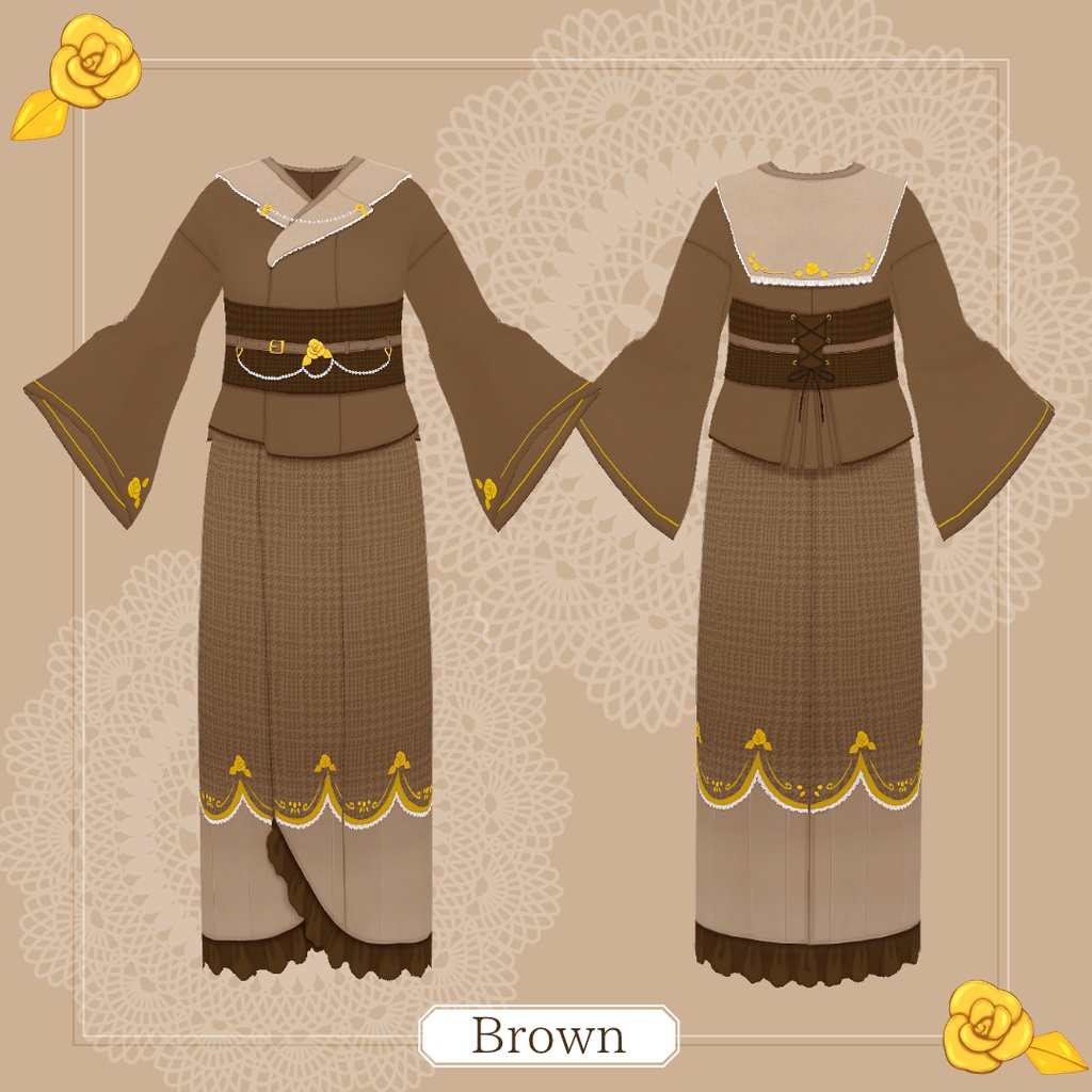 きものどれす「薔薇」- japanesque design KIMONO dress -