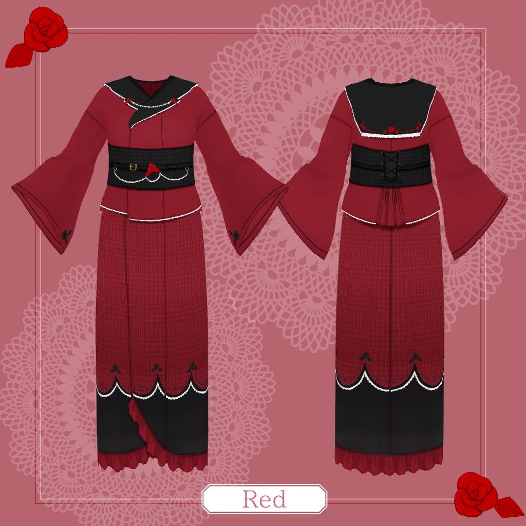 きものどれす「薔薇」- japanesque design KIMONO dress -