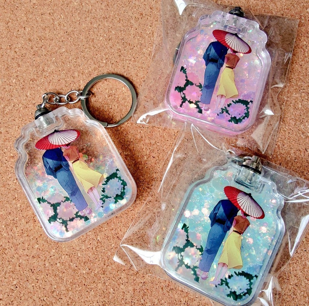 鬼太郎夫妻のLEDグリッターキーホルダー