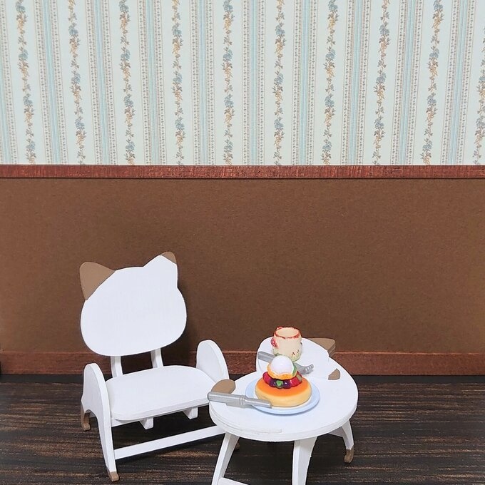 うちのこウォール 花柄ストライプ×木目調