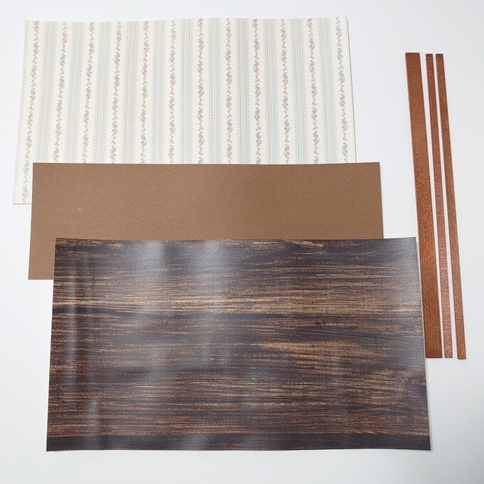 うちのこウォール 花柄ストライプ×木目調