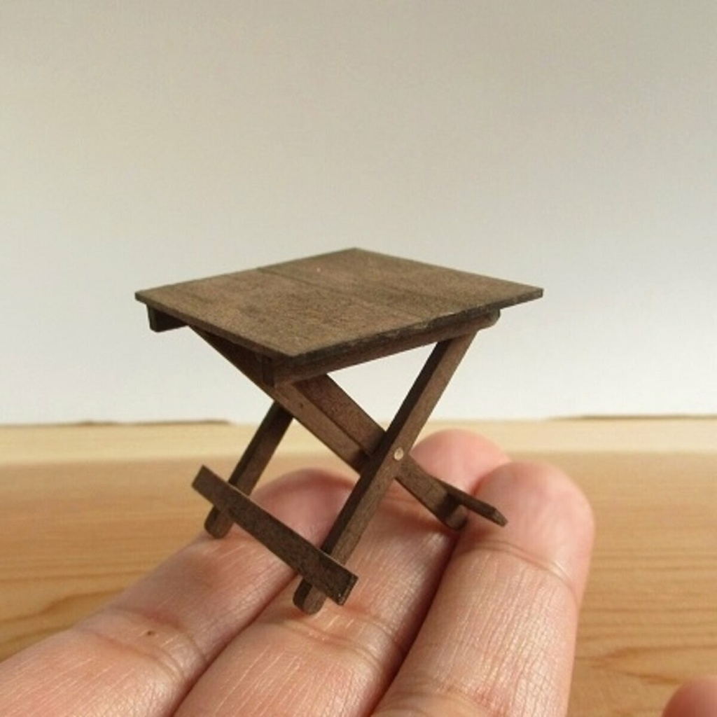 【キット】1/12折りたたみスツール オールナット