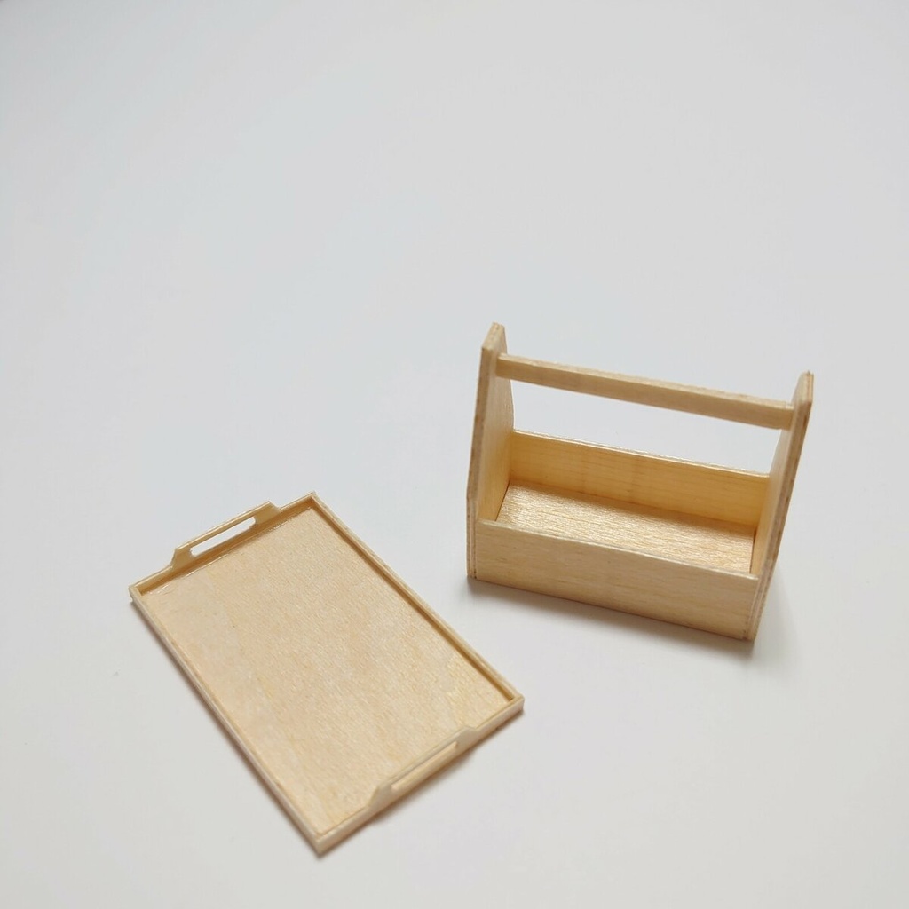 【キット】レシピ付き🔸ミニチュア合板b ハンドル付きウッドボックス&トレイ