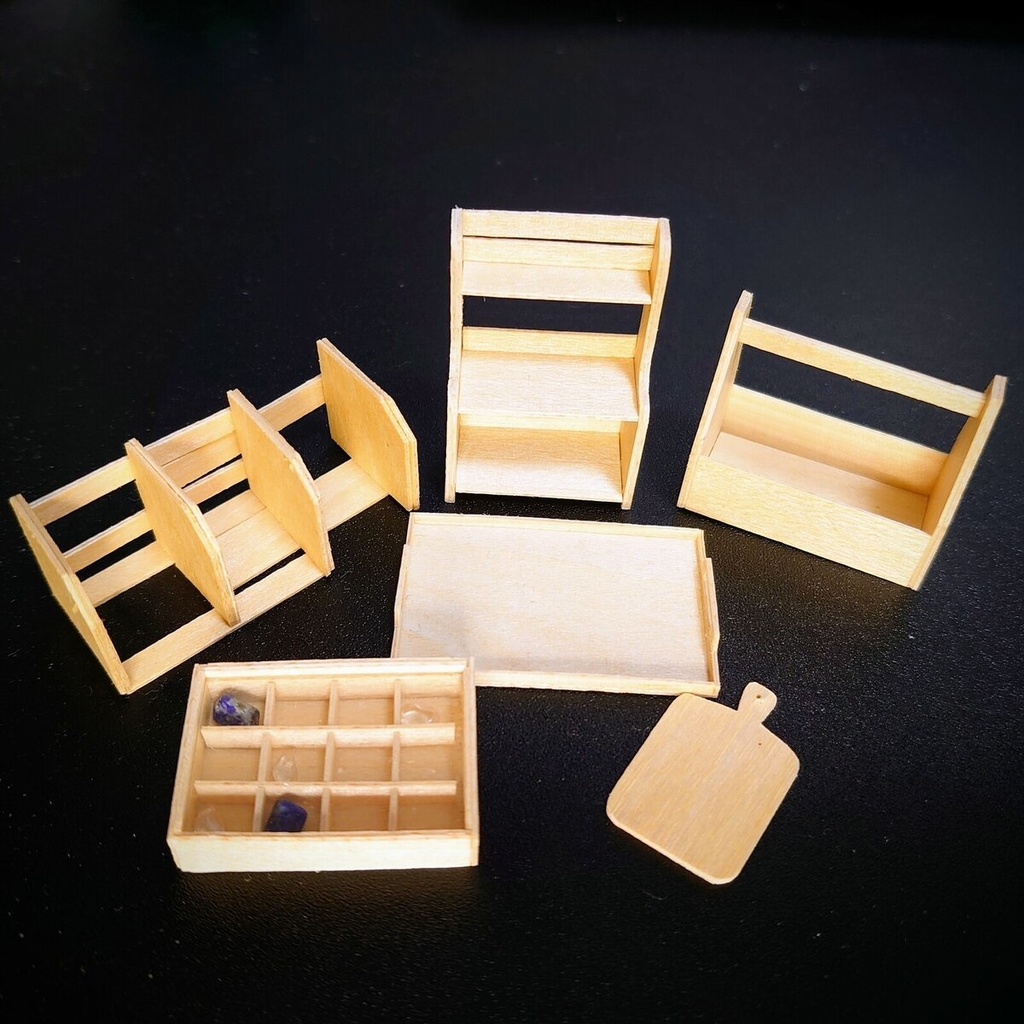 【キットレシピ付き🔸ミニチュア合板 c ブックエンド&鉱石ケース