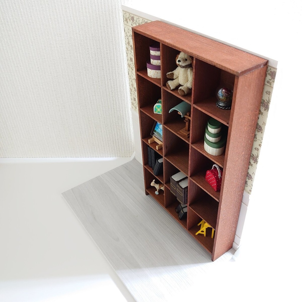 【完成品】 茶 背板付き パーティションシェルフ