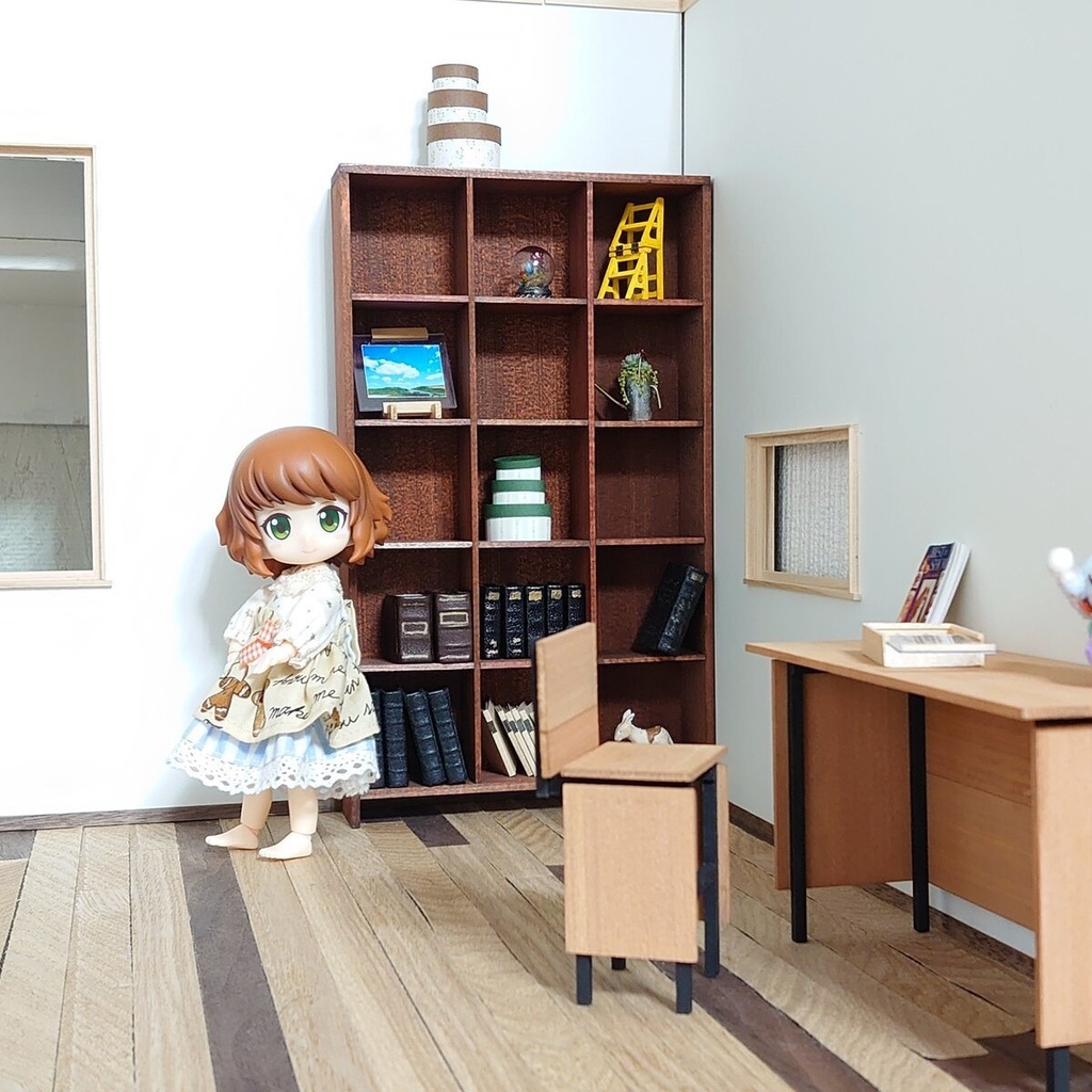 【完成品】 茶 背板付き パーティションシェルフ