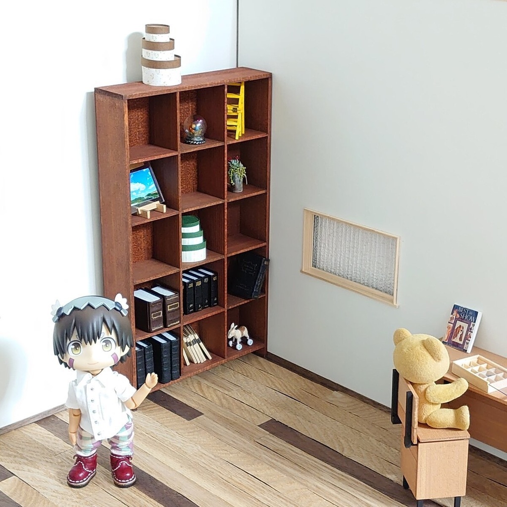 【完成品】 茶 背板付き パーティションシェルフ