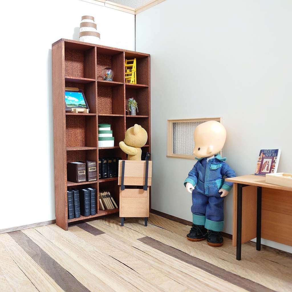 【完成品】 茶 背板付き パーティションシェルフ