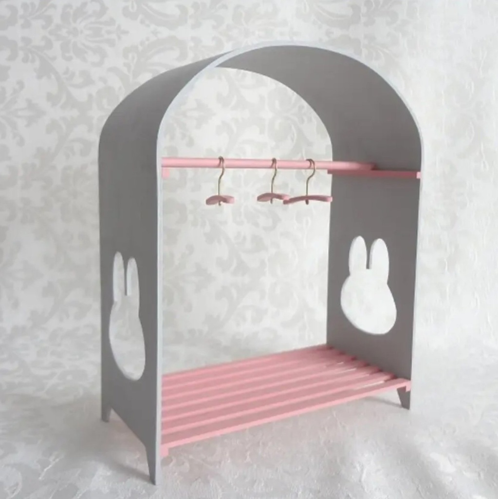 ハンガーラック&ハンガー うさぎさん【オビツ11サイズ】