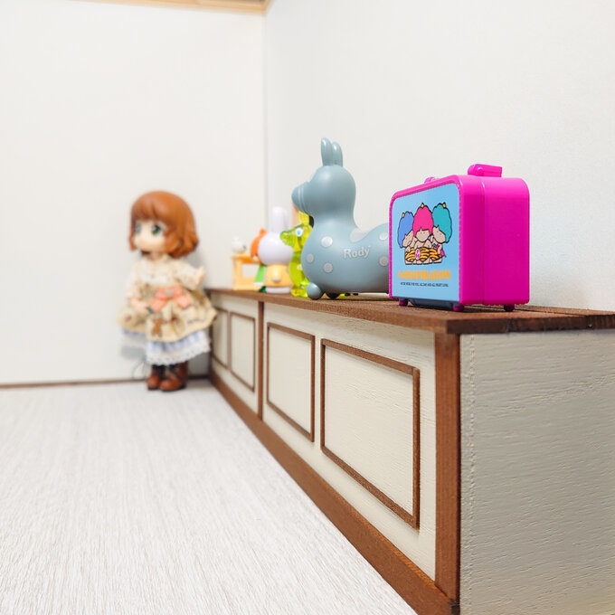 オーク ロングカウンター (バニラホワイト+オーク) うちのこ部屋L対応