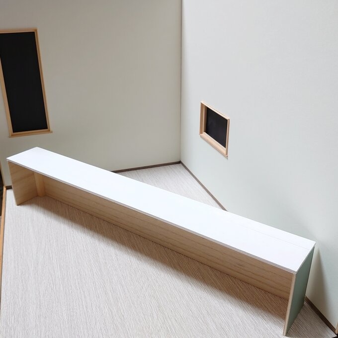 オーク ロングカウンター (バニラホワイト+オーク) うちのこ部屋L対応