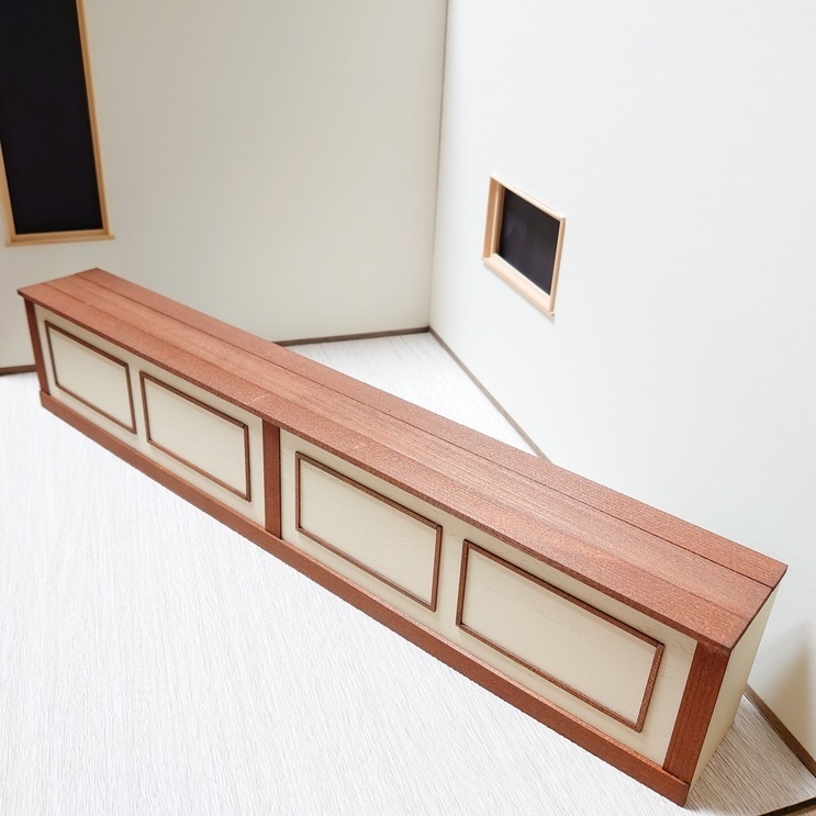 オーク ロングカウンター (バニラホワイト+オーク) うちのこ部屋L対応