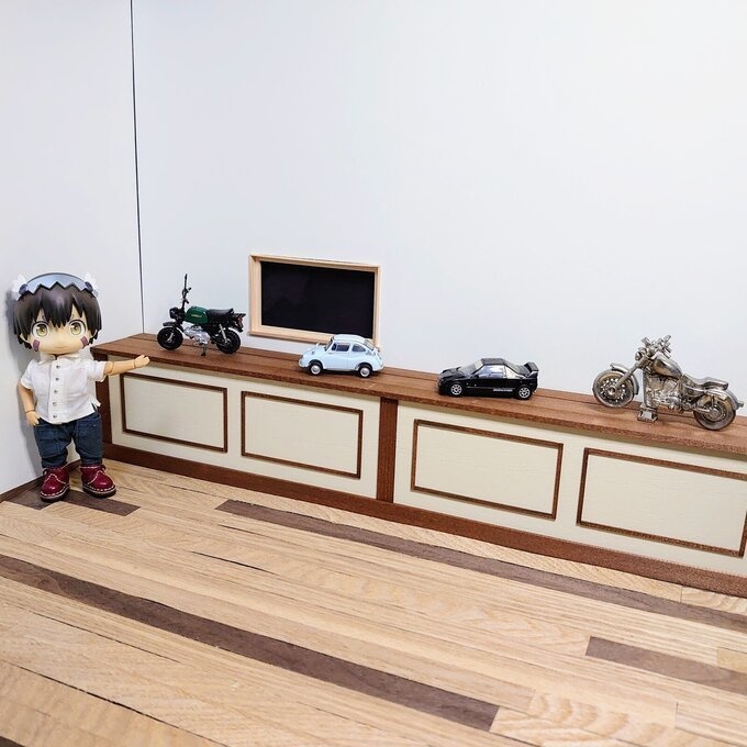オーク ロングカウンター (バニラホワイト+オーク) うちのこ部屋L対応