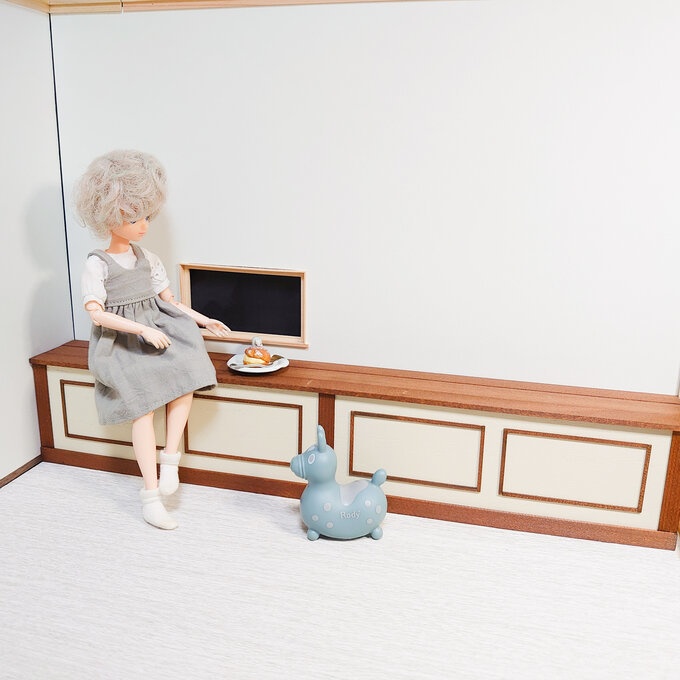 オーク ロングカウンター (バニラホワイト+オーク) うちのこ部屋L対応