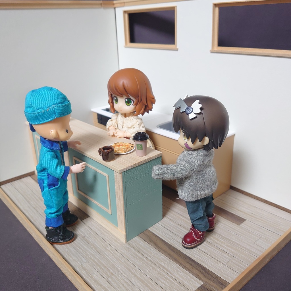 【完成品】 ショートカウンター (素地×ピスタチオ) うちのこ部屋シンプル対応