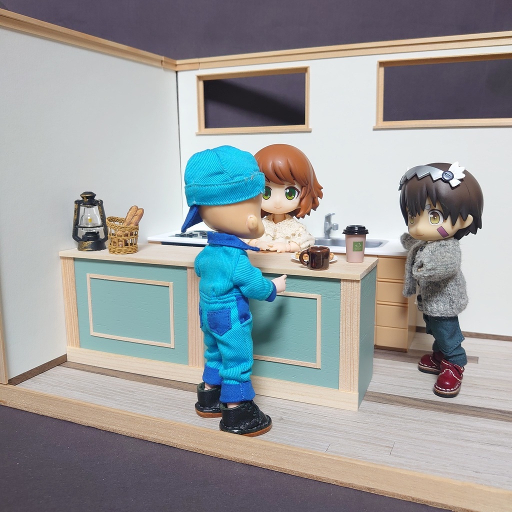 【完成品】 ショートカウンター (素地×ピスタチオ) うちのこ部屋シンプル対応