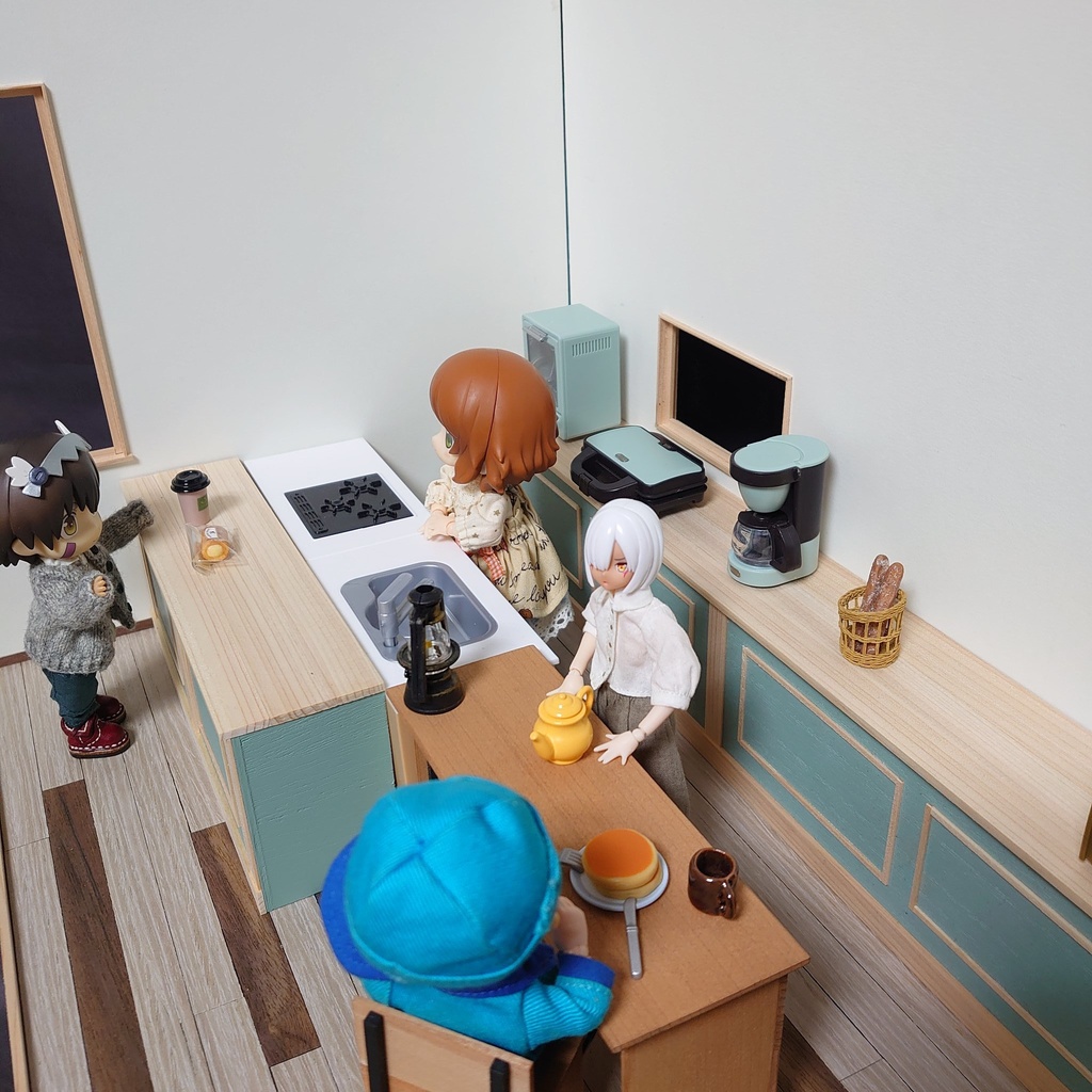 【完成品】 ショートカウンター (素地×ピスタチオ) うちのこ部屋シンプル対応