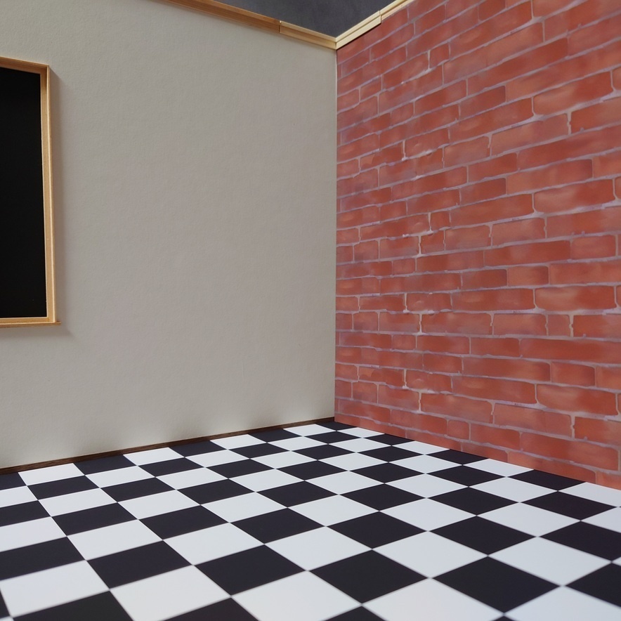 完成品 ベース+金属板入り床 白×黒チェック うちのこ部屋Lサイズ対応