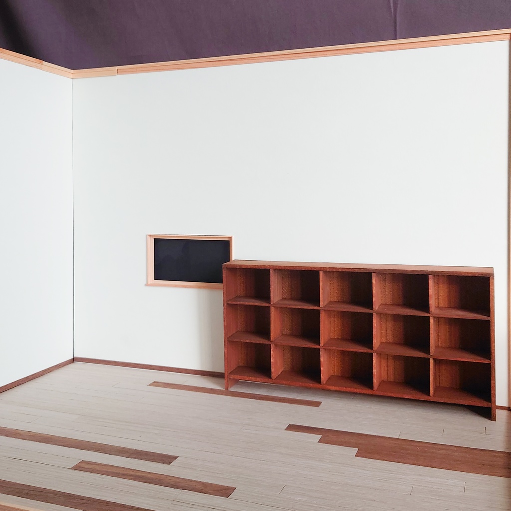 【完成品】茶 横型パーティションシェルフ