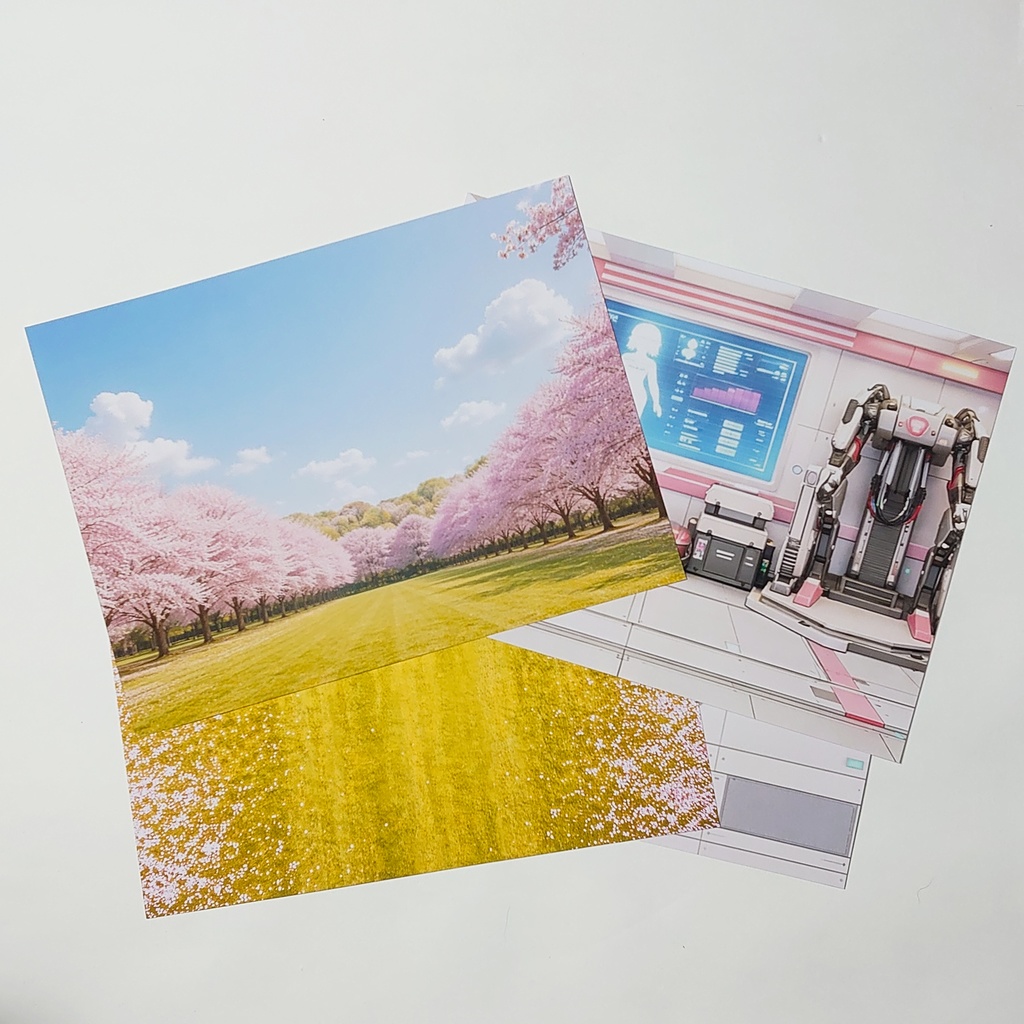 新作期間限定【ベース付き】桜の広場/メンテナンスルーム 着せ替えウォールL 受注制作