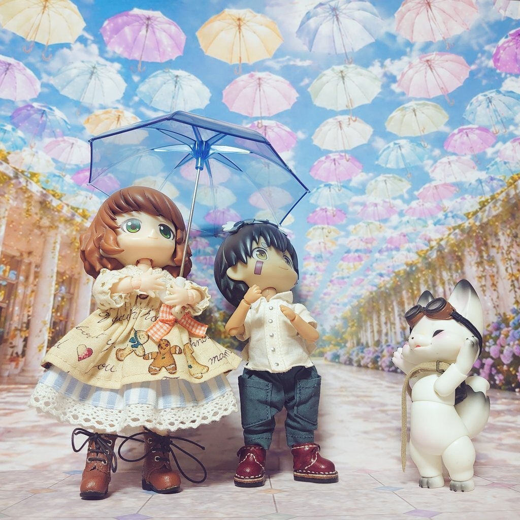 梅雨限定【背景紙のみ】アンブレラスカイ/レインスチーム 着せ替えウォールL 受注制作 ドール撮影背景