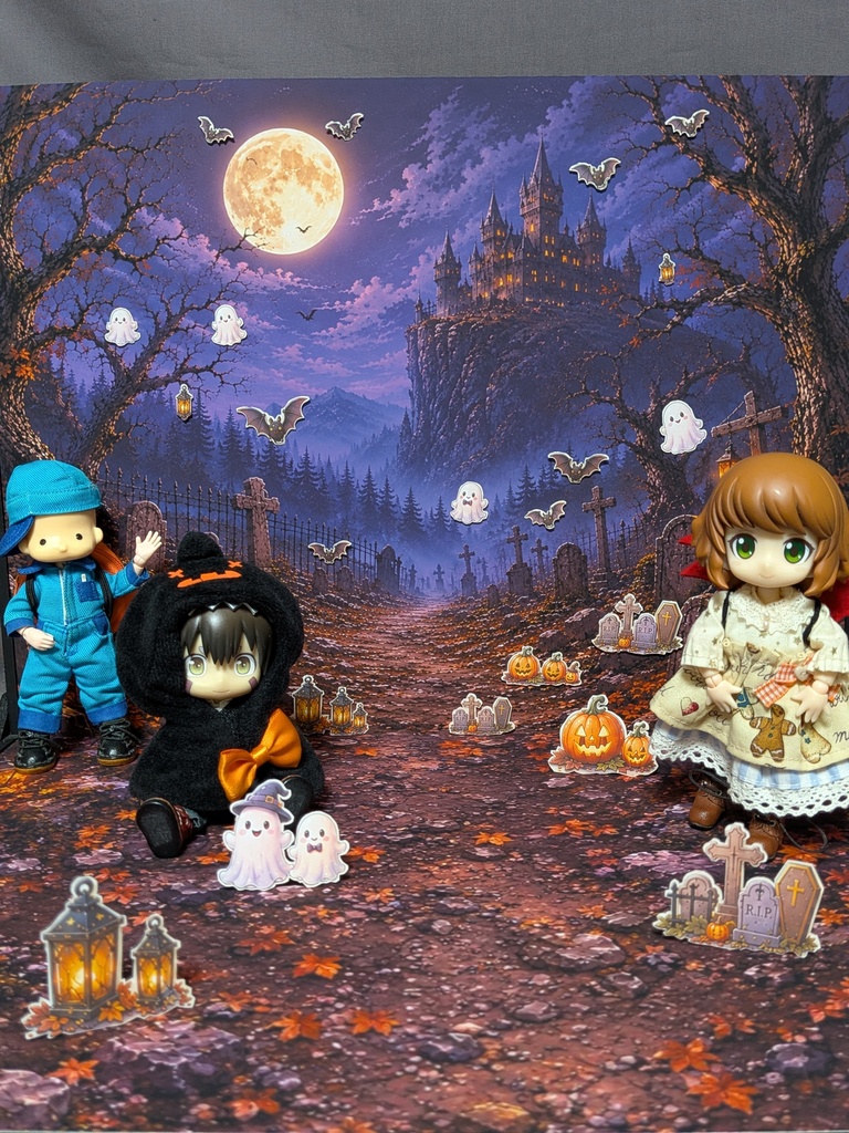 🎃限定 【背景紙のみ】 ハロウィンオーナメント付き 撮影背景 着せ替えウォールＬ対応  ドール撮影 2026